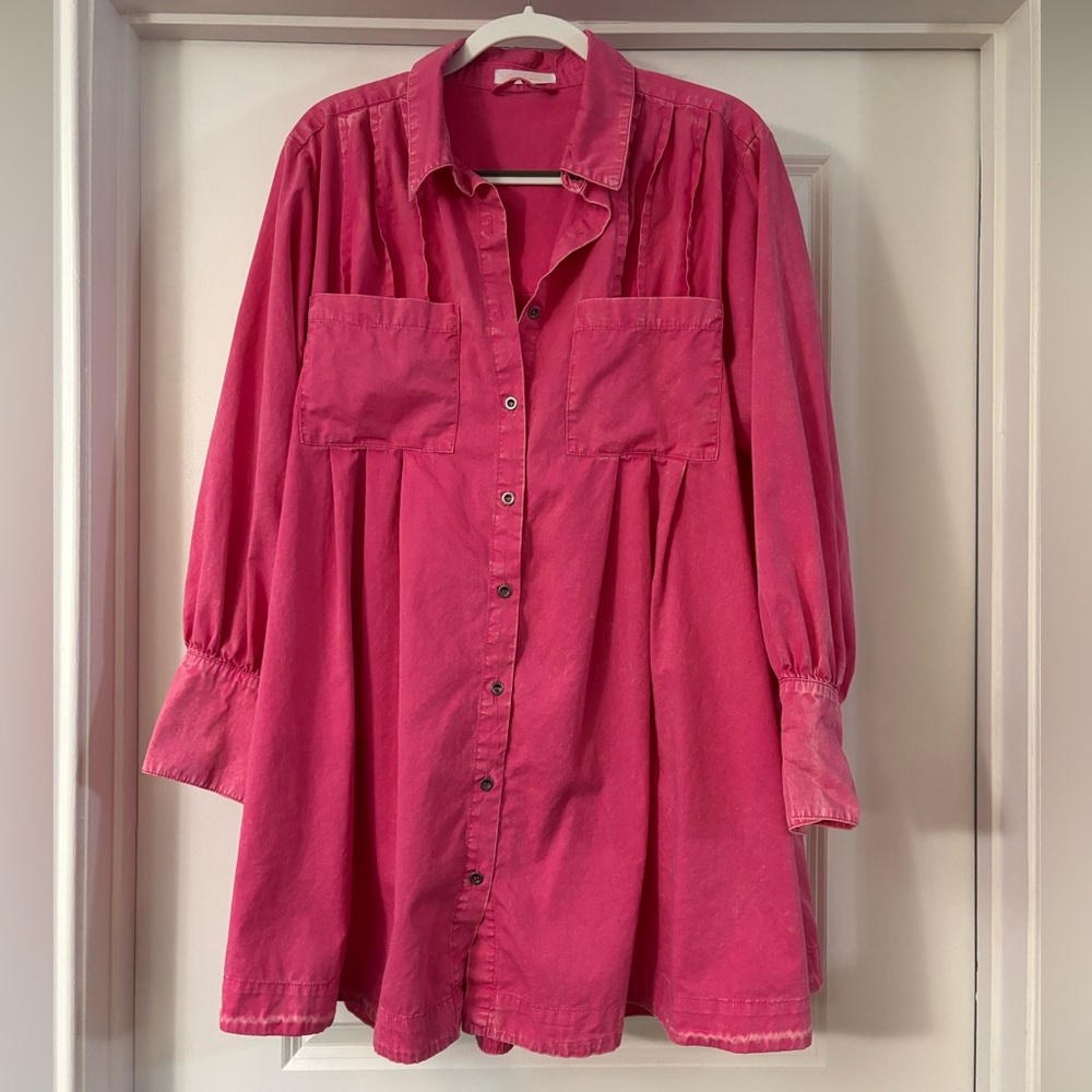 Ces Femme Pink Button-Up Shirt Dress
